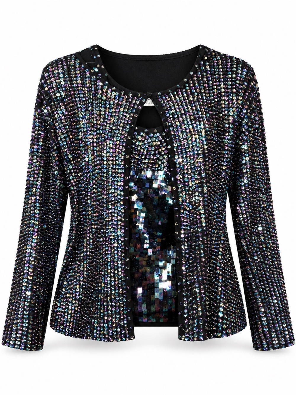 Vintage Joseph A Women's Black Sequin cardigan and cami set